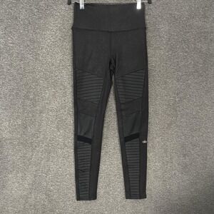 Alo Yoga Leggings Womens Medium Black High Rise Moto Ankle Yoga‎ Pants Stretch